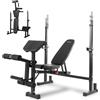 ISE Panca Multifunzione Palestra Casa, Panca Pesi Regolabile con Supporto Bilanciere Schienale Reclinabile Fitness per Allenamento a Casa