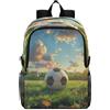 Linnyio Pallone Da Calcio In Erba Verde Dorato Zaino Pieghevole Impermeabile e Leggero,Ideale per Escursioni Viaggi e Campeggio
