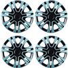 JSCARLIFE 4 copricerchi a doppio strato verniciati per auto, coperture per mozzi delle ruote, coperture per pneumatici, decorativi, a più razze, protezioni per mozzi (blu, 13 pollici), 4 pezzi