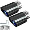 Catekro 2× 63mm Terminale Scarico Auto Universale, 2,5 Uscita Scarico | 168 mm di Lunghezza, Acciaio Inox 304 & Fibra di Carbonio Tubo Terminale Marmitta Sportivo Fissare, Bulloni Chiave, Blu Nero