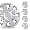 SUVOO Set 4 Copricerchi Auto Universali in ABS, Coppe Ruota per Cerchi in Acciaio con Anello Metallico di Fissaggio, Nero/Argento, Installazione Rapida (15.0, Pollici, COSMO)