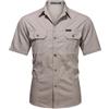 PADOLA Camicia Uomo Button Down con Tasca Camicie da Lavoro a Maniche Corte Tops vestibilità Regolare(XXL,Beige)