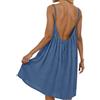 LLELEMAMO Abito Cami Schiena Scoperta Vestito Estivo Donna Lungo Senza Maniche Spalline Sottili Abiti da Casa Fluido Casual Vestiti Lunghi Elegante Sexy Copricostume Mare Spiaggia (Navy Blue,XXL)