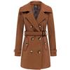 Wantdo Cappotto Donna Invernale Antivento Doppiopetto con Cintura | Antivento, Caldo, Giacca Caban con Spalline, Cintura Rimovibile, Misto Lana, Slim Fit, Primavera & Inverno, Ogni Giorno