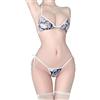 CHILIRIA Anime Lingerie Kawaii Carino Micro Bikini Giapponese Lolita Sexy Cosplay Lingerie Set Top Reggiseno Strap Mutandine Bikini con Calze, Grigio, M
