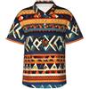 BGSHJVF Camicia hawaiana da uomo con stampa africana nazionale, a maniche corte, con bottoni, per vacanze al mare, nero, 3XL