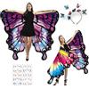 ITJMRJP Costume Farfalla Donna Ali Farfalla Costume Bifacciali Vestito Farfalla Donna Mantello di Ali Farfalla Adulti Costume Farfalla Scialle Adulti per Feste Cosplay Halloween Carnevale