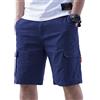 Elainone Pantaloncini cargo estivi da uomo, in cotone elasticizzato con elastico in vita, comodi bermuda da lavoro, con 6 tasche con chiusura in , per uso quotidiano e all'aperto, Blu mare, 3XL