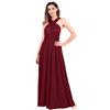 FYMNSI Donna Transformare Infinity Vestito Lunghe Senza Schienale Scollo a V Vita Alta Senza Maniche Multiway Avvolgere Damigella d' Onore Formale Maxi Abito da Sera Matrimonio Banchetto Vino Rosso XS
