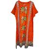 Kiran Fashion Kaftano lungo da donna, 100% cotone, estivo, stampa etnica, copertura da spiaggia, taglia unica