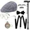 Gionforsy Set di accessori per costume da uomo vecchio anni '20 Gatsby Gangster Costume Nonno Accessori Set con cappello Newsboy