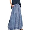 Generic Gonna in jeans lunga da donna, taglie grandi, gonna estiva da donna, lunga, leggera, da spiaggia, vintage, a vita alta, linea ad A, in denim, per feste, estive, gonna da donna/maxi gonna/gonna a