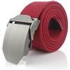 Supertool - Cintura in tela con fibbia automatica in metallo, regolabile, stile militare, per uomo, per escursionismo, abbigliamento da lavoro e attività all'aperto, Rosso, 110 cm