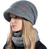 WANYIG Berretto Cappello Donna Invernale con Visiera Elasticizzato Cappello e Sciarpe Donna con Sciarpa Donna Berretti in Maglia Cappelli da Sci 55-60CM