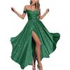 Generisch Abito da sera lungo da donna, con paillettes e spalline sottili, elegante abito da cocktail, per matrimoni, cena di gala, serate con spacco laterale e sgambatura