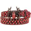 Generico Cintura in pelle leopardata con strass e fibbia a ragno per uomo e donna - Cintura da cowgirl punk Y2k con strass scintillanti
