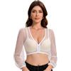 Trachtland Camicia Dirndl Donna Maniche Lunghe Tradizionale Oktoberfest Trasparente con Scollatura a V Bottoni e Pois Bianca Taglie 34-44