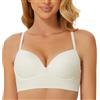 MELENECA Reggiseno Push up da Donna Imbottito Senza Cuciture, Senza Ferretto, con Supporto e Sollevamento Bianco Crema 5E