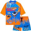 Get Trend Hot Wheels Costume Piscina Bambino 2 Pz Costumi Mare Pantaloncini da Bagno e Maglietta per Nuoto Spiaggia Viaggio (4-5 Anni, Blu/Arancia Hot Wheels)