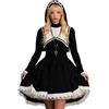 Bauzuoyo Abito gotico da donna spaventoso suora costume da halloween rinascimentale abito da suora medievale con cofano Sexy abito midi per cosplay feste, carnevale vintage