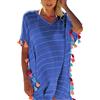 TBSCWYF Copricostumi e Parei Donna Sexy Sciolto Beachwear Cover Up Bikini Abito Camicia da Donna Costumi da Bagno Copricostume Spiaggia Camicetta Strisce Camicetta da
