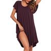 Uniexcosm Camicia da Notte, Camicia Notte Donna Cotone Corta Camicia Notte con Girocollo Sciolto Maniche Corte Camicia da Notte Volant Lovable Sleepwear per Casa e Casuale Fucsia Scuro XL