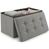 edihome, Pouf Contenitore Pieghevole con Coperchio in Tessuto (38x76x38 cm) - Panca Contenitore, Cassapanca da Interno, Baule, Poggiapiedi e Seduta (grigio chiaro)