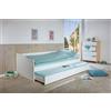 Dmora Divano letto con letto estraibile, in pino tinto bianco, cm 97x208x62