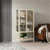 Dmora - Vetrina Avocado, Credenza espositiva, Vetrinetta multiuso, Madia da soggiorno, 80x35 h160 cm, Panna