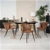 MEUBLE COSY Set di Mobili per Sala da Pranzo da 5 Pezzi con 1 Tavolo Allungabile e 4 Sedie in Pelle Scamosciata, Struttura in Acciaio per Cucina e Soggiorno, Nero + Oro + Marrone