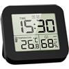 Klanata Misuratore di umidità e temperatura igrotermografo digitale LCD con orologio, timer, doppio allarme, retroilluminazione (Nera)