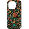 Folk Art Gifts Custodia per iPhone 15 Pro Bandiera messicana modello azteco Messico Pride floreale