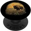 Fossilize American Wildlife and Wilderne Bisonte Buffalo Great Plains Prateria Prato Montana Dakota PopSockets PopGrip Adesivo