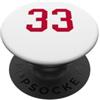 Number 33 Jersey Player Uniform #33 Gift Divisa da giocatore in maglia numero 33 rosso bianco #33 PopSockets PopGrip Adesivo