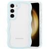 QLTYPRI Cover Ondulata per Samsung Galaxy S24, Custodia Trasparente,Azzurro | Design Ondulato Riccio Elegante, Protezione Antiurto in Morbido TPU, Retro trasparente in PC, Case Per Ragazze e Donne