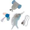 Kerbl Pet Racing Mouse, giocattolo per gatti, topolino elettrico, intrattenimento per gatti, grigio/blu, 6,5 x 6 x 2,6 cm, con luce LED, campanellino e 2 ciondoli, durata della batteria 5-6 ore