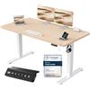 JUMMICO Scrivania Regolabile In Altezza Elettrica,140 x 60 cm,Pannello 6 Tasti Con 4 Memorie Di Altezza E Porta USB, Scrivania Da Computer Beige,Avviso Di Pausa Per Sedentarietà