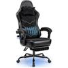 JUMMICO Sedia Gaming Ergonomica Domestica, Sedia Ufficio con Supporto Lombare Dinamico e Poggiapiedi, Tessuto Traspirante, Inclinazione 90-140°, Portata 200 kg, Colore Nero