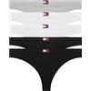 Tommy Hilfiger Donna Perizomi Confezione da 5 Flag con Logo, Multicolore (Grey/White/White/Black/Black), M
