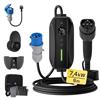 dé Cavo Ricarica Auto Elettrica Tipo 2 CEE 7,4kW [Monofase| 8m| 6-32A] Caricatore Auto Elettrica Tipo 2 con Adattatore Schuko, con LCD Controllo Digitale Compatibile con Model Y/3 e Altri EV/PHEV