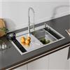 STANEW Lavandino Cucina 70x45 CM, Lavello Cucina 1 Vasca con Dispenser Sapone, Lavabo Cucina con Vasca Mobile e Tagliere, Lavello in Acciaio con Glass Rinser di Drenaggio