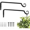Bamworld Ganci da Parete per Esterni, Confezione da 2, in Ferro Battuto Robusto, Supporto per Fioriere Sospese e Lanterne, Lunghezza 25 cm, Ideale per Piante, Decorazioni da Giardino e Balcone