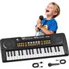 QiquBox Pianola Tastiera Musicale per Bambini 37 Tasti con Microfono