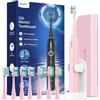 YTEATH PRO Spazzolino Elettrico Sonico per Uomo e Donna con 8 Testine - Spazzolino Denti Sonico Adulti con Custodia da Viaggio, 5 Modalità, Impermeabile IPX7, Spazzolini a Ultrasuoni, Sakura Rosa