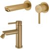 Inbagno Set Miscelatori Lavabo Muro E Bidet Oro Opaco In Acciaio Inox Garda