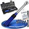 NTG Chiave dinamometrica, 1/4, 5-25 Nm, strumento di precisione per bicicletta e moto, set con asta di prolunga, 9 punte e valigetta, con certificato di calibrazione con numero di serie individuale