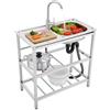 TONFEION Lavello da cucina in acciaio inox a libera installazione, lavello commerciale con rubinetto girevole a 360°, lavello con mobile sottostante, lavello da esterno, lavello da campeggio, lavello