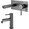 Inbagno Set Miscelatori Lavabo Incasso Muro E Bidet In Acciaio Inox Garda