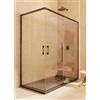 SOULBATH Box doccia 2 scorrevoli + 2 fissi, con profilo inferiore, REVERSIBILE, Vetro sicurezza 6mm anticalcare- 67,5-70 x 137,5-140cm - H = 195cm, Nero