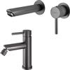 Inbagno Set Miscelatori Lavabo Muro E Bidet Canna Di Fucile In Acciaio Inox Garda